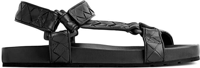 Bottega Veneta Zwarte Intrecciato Sandalen met Logo Black Heren