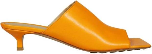 Bottega Veneta Vierkante Neus Leren Kitten Hak Muiltjes