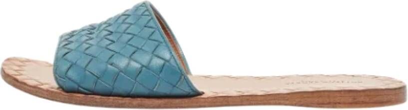 Bottega Veneta Vintage Pre-owned Leather flats Blue Dames