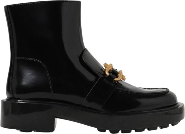 Bottega Veneta Zwarte Enkellaarsjes met Kettingdetail