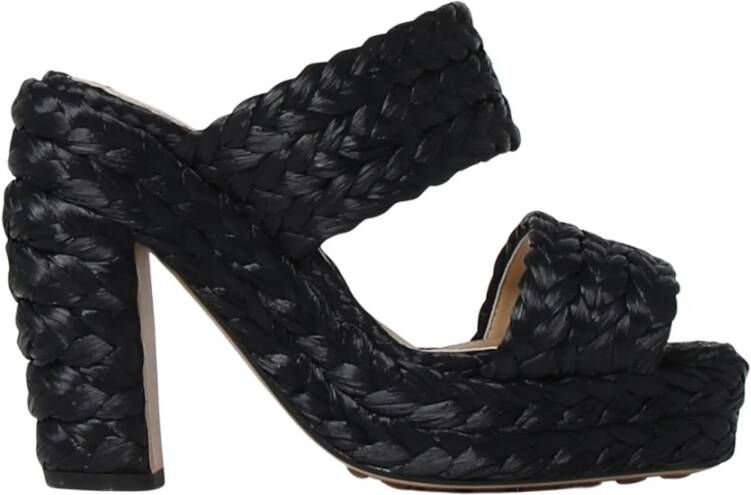 Bottega Veneta Zwarte Geweven Hak Sandalen