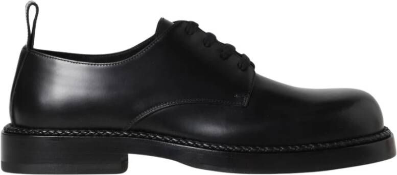 Bottega Veneta Zwarte Leren Derby Schoenen Veters