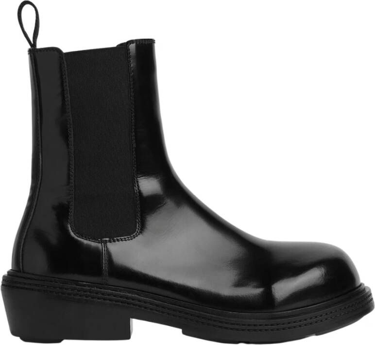 Bottega Veneta Zwarte leren enkellaarsjes