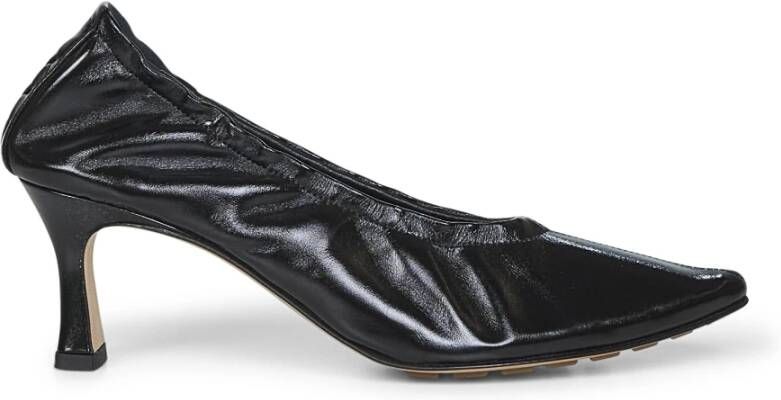 Bottega Veneta Zwarte Leren Hak Instap Schoenen
