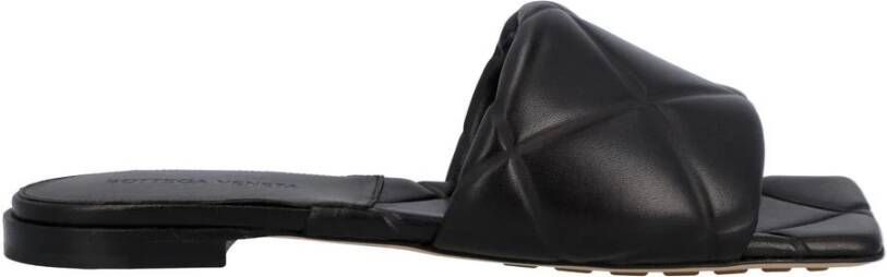 Bottega Veneta Zwarte Leren Slide Sandalen