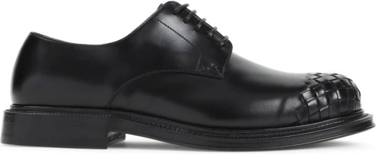 Bottega Veneta Zwarte Leren Veterschoenen