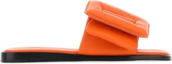 Boyy Oranje Leren Puffy Pantoffels Orange Dames