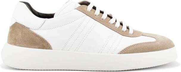 Brioni Kalfsleren Trainers met Suède Details Beige Heren