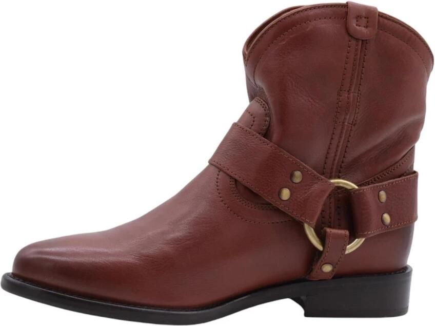 Bronx Elegante Enkellaars met Metalen Details Brown Dames