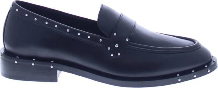 Bronx Stijlvolle zwarte loafer met zilveren studs Black Dames
