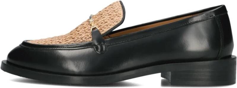 Bronx Zwarte Leren Loafers met Stijlvolle Details Black Dames