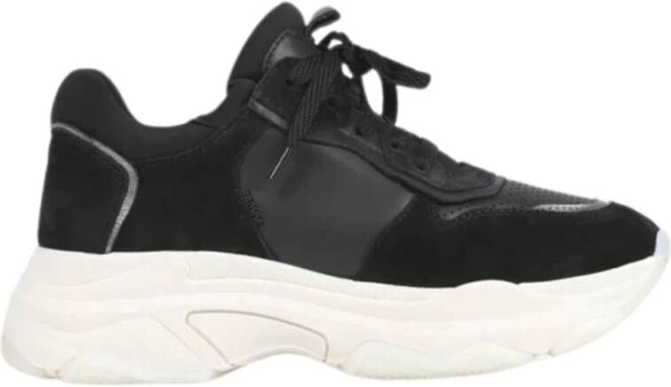 Bronx Zwarte Sneakers met Witte Zool Black Dames