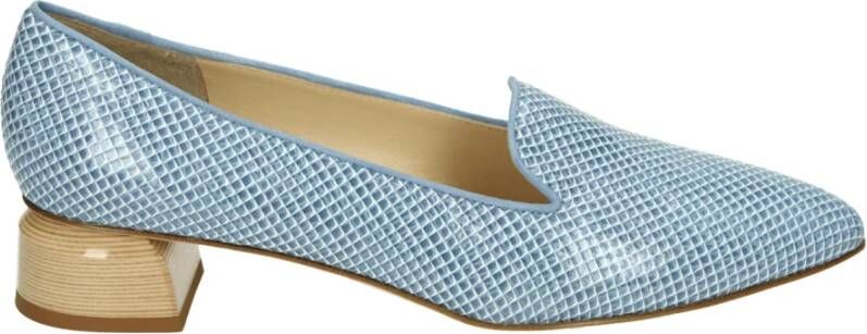 Brunate Blauw Patroon Pumps met G Breedte