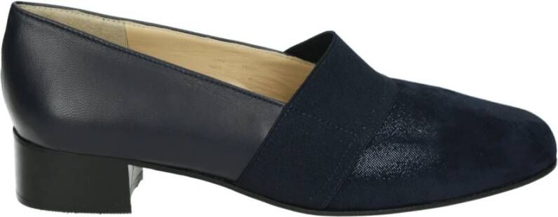 Brunate Blauwe leren pumps met brede pasvorm