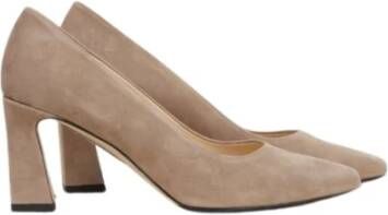 Brunate Suède Pump met Rubberen Zool Beige Dames