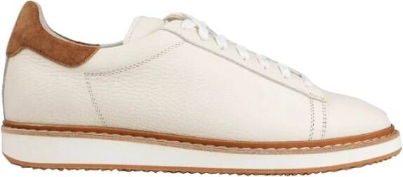Brunello Cucinelli Beige Leren Sneaker met Suède Label