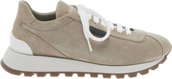 Brunello Cucinelli Beige Sneakers met Monil Detail