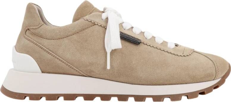 BRUNELLO CUCINELLI Beige Suède Veterschoenen Beige Dames