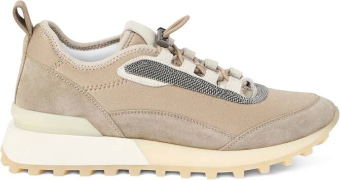 Brunello Cucinelli Beige Veterschoenen met Monili-detail
