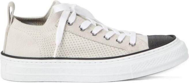 Brunello Cucinelli Beige Veterschoenen Platte Zool