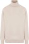 Brunello Cucinelli Beige wollen coltrui met hoge kraag en ribgebreide boorden - Thumbnail 1