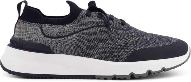 Brunello Cucinelli Blauwe Sneakers met Reliëf Logo