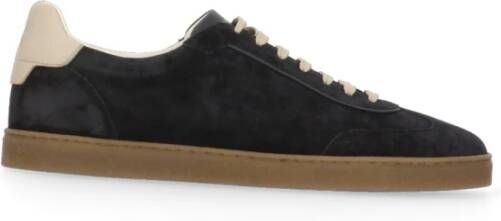 Brunello Cucinelli Blauwe Suède Sneakers Ronde Neus