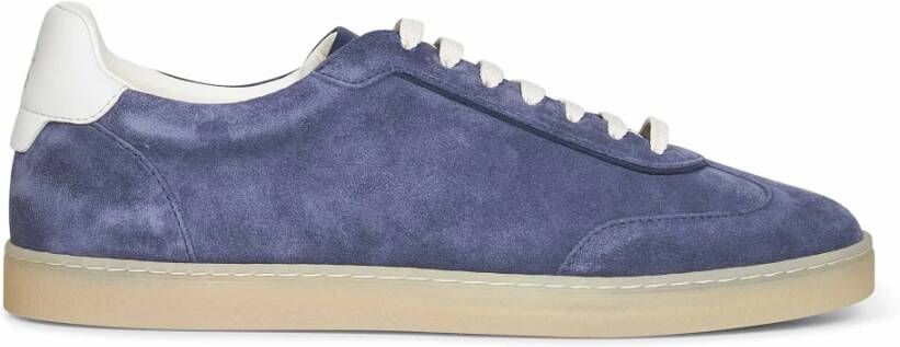 Brunello Cucinelli Blauwe Suède Veterschoenen