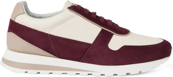 Brunello Cucinelli Bordeauxrode Suède Veterschoenen