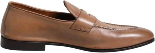 Brunello Cucinelli Bruin Leren Penny Loafers Formele Stijl