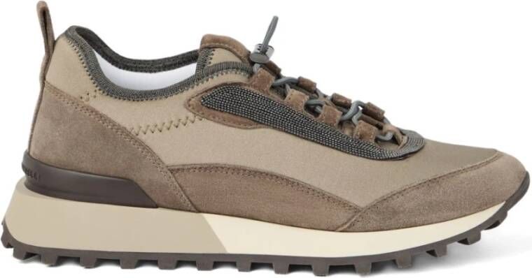 Brunello Cucinelli Bruin Zijde Nylon Sneakers