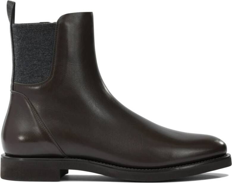 Brunello Cucinelli Bruine Chelsea Enkellaarzen Vrouwen