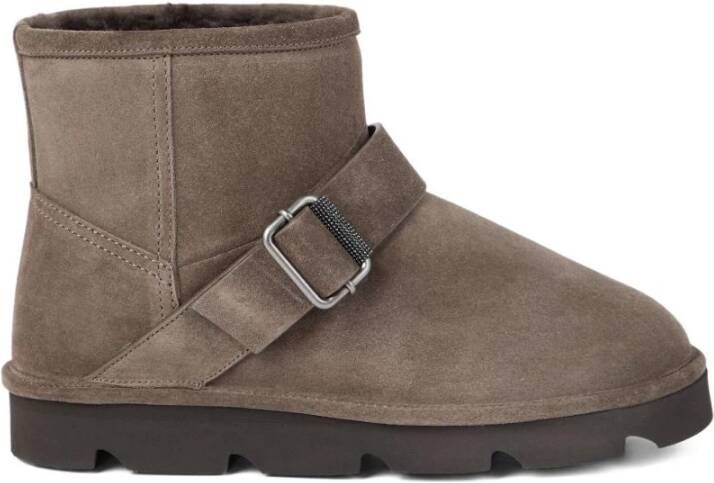 Brunello Cucinelli Bruine platte schoenen met gespsluiting