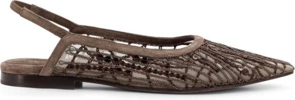 Brunello Cucinelli Bruine platte schoenen met pailletteninzetten