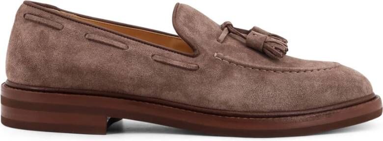 Brunello Cucinelli Bruine platte schoenen met suède kwastjes