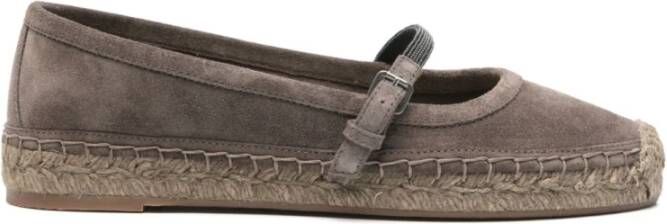 Brunello Cucinelli Bruine platte schoenen met zijgesp