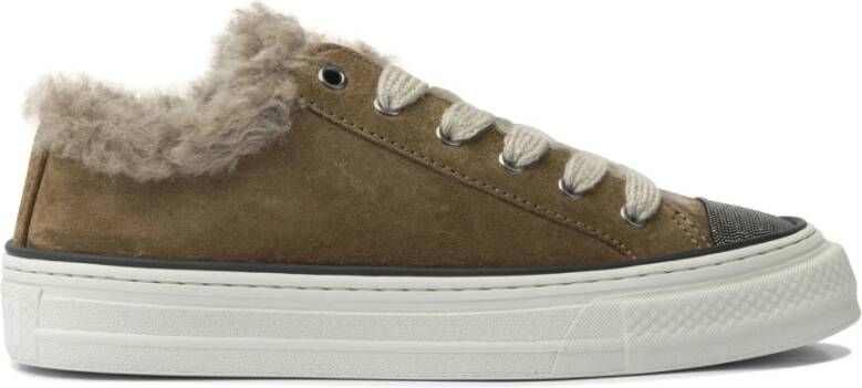 Brunello Cucinelli Bruine Sneakers met Bontvoering