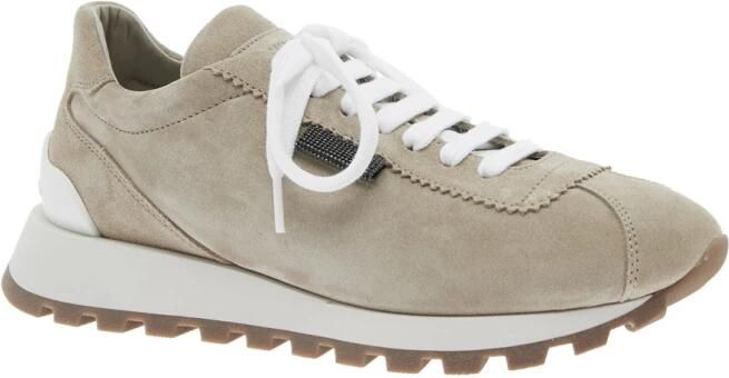 Brunello Cucinelli Beige Sneakers met Monil Detail