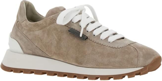Brunello Cucinelli Beige Suède Lage Sneakers