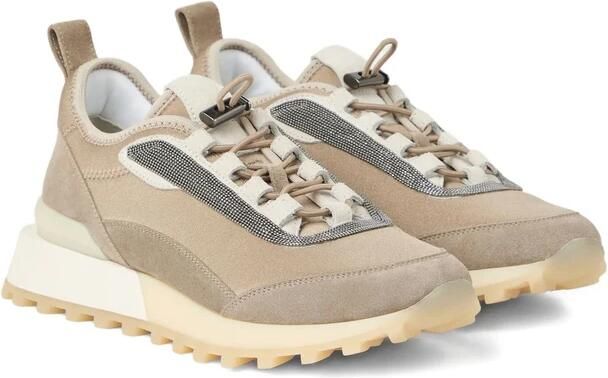 Brunello Cucinelli Beige Veterschoenen met Monili-detail