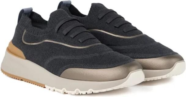 Brunello Cucinelli Blauwe Gebreide Hardloopschoenen
