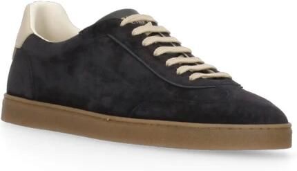 Brunello Cucinelli Blauwe Suède Sneakers Ronde Neus - Foto 4
