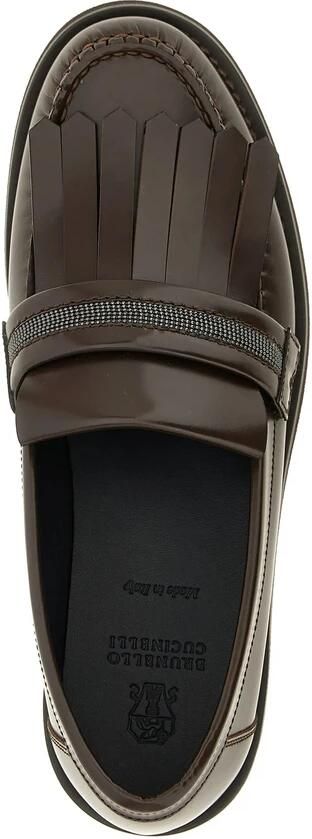 Brunello Cucinelli Bruin Leren Ketting Franje Schoenen