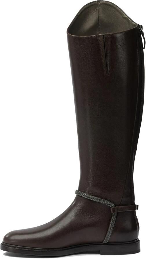 Brunello Cucinelli Bruine Enkellaarzen met Asymmetrisch Ontwerp