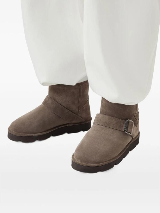 Brunello Cucinelli Bruine platte schoenen met gespsluiting