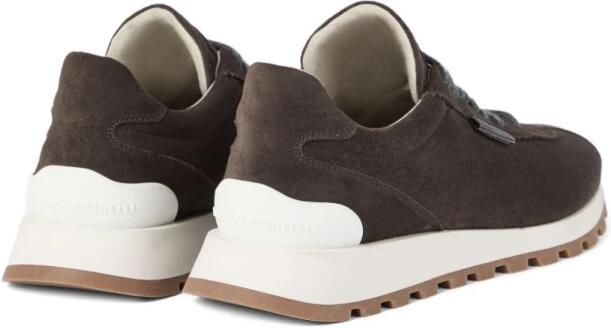 Brunello Cucinelli Bruine Platte Schoenen Veters Rubberen Zool