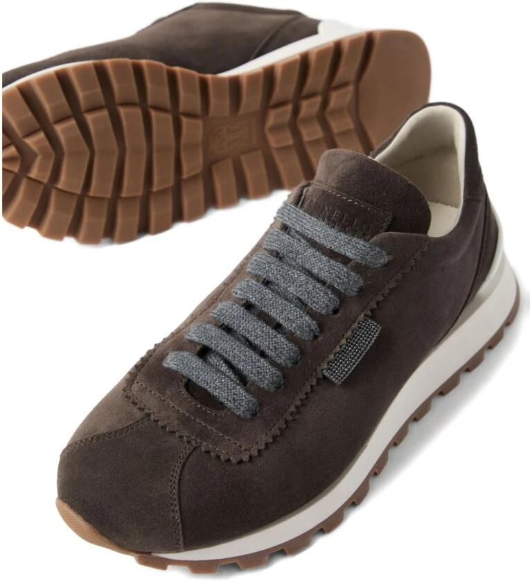 Brunello Cucinelli Bruine Platte Schoenen Veters Rubberen Zool - Foto 2