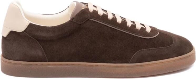 Brunello Cucinelli Bruine Sneakers met Contrasterende Hiel Detail