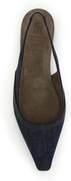 Brunello Cucinelli Denim Slingback Ballerina met Juweeldecoratie - Foto 2