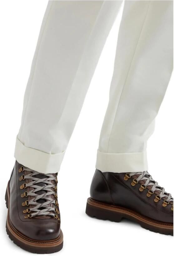 Brunello Cucinelli Donkerbruine Gewatteerde Kraag Sneakers